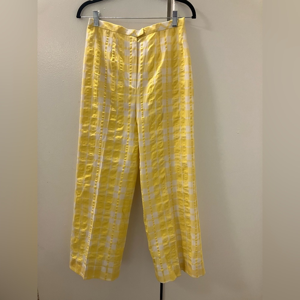High-Waist Yellow Stripe Wide-Leg Pants